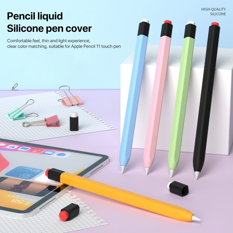 For Apple Pencil 1 Retro Pencil Style Liquid Silicone Stylus Case(Yellow) - Pencil Accessories by buy2fix | Online Shopping UK | buy2fix