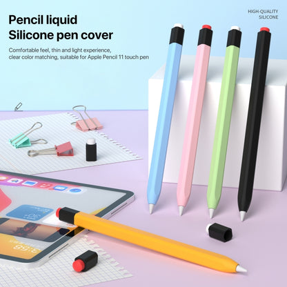 For Apple Pencil 1 Retro Pencil Style Liquid Silicone Stylus Case(Mint Green) - Pencil Accessories by buy2fix | Online Shopping UK | buy2fix