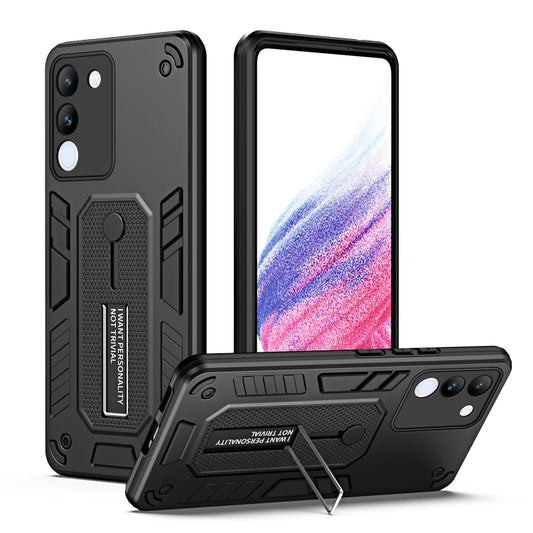 For vivo V29e 5G Variety Brave Armor Finger Loop Holder Phone Case(Black) - vivo Cases by buy2fix | Online Shopping UK | buy2fix