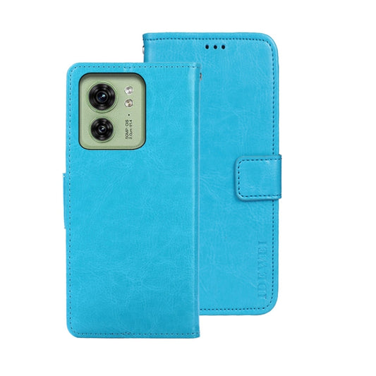 For Motorola Edge 40 5G idewei Crazy Horse Texture Leather Phone Case(Sky Blue) - Motorola Cases by idewei | Online Shopping UK | buy2fix