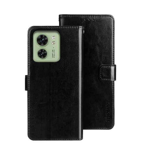 For Motorola Edge 40 5G idewei Crazy Horse Texture Leather Phone Case(Black) - Motorola Cases by idewei | Online Shopping UK | buy2fix