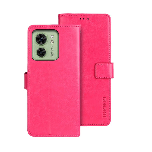 For Motorola Edge 40 5G idewei Crazy Horse Texture Leather Phone Case(Rose Red) - Motorola Cases by idewei | Online Shopping UK | buy2fix