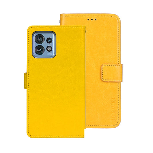 For Motorola Edge 40 Pro 5G idewei Crazy Horse Texture Leather Phone Case(Yellow) - Motorola Cases by idewei | Online Shopping UK | buy2fix