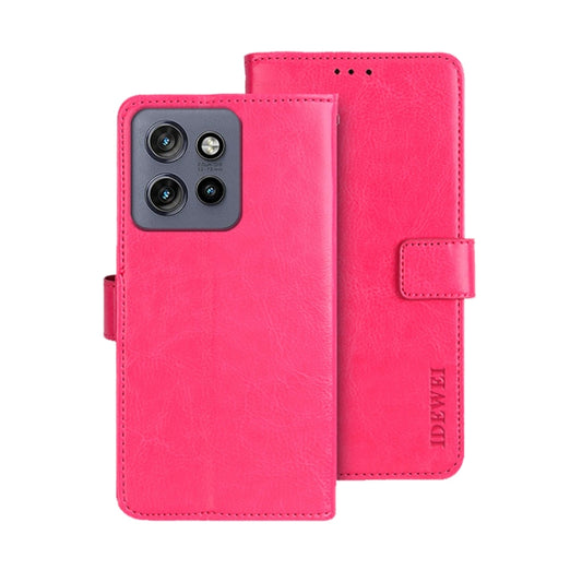 For Motorola Edge 50 Neo idewei Crazy Horse Texture Leather Phone Case(Rose Red) - Motorola Cases by idewei | Online Shopping UK | buy2fix