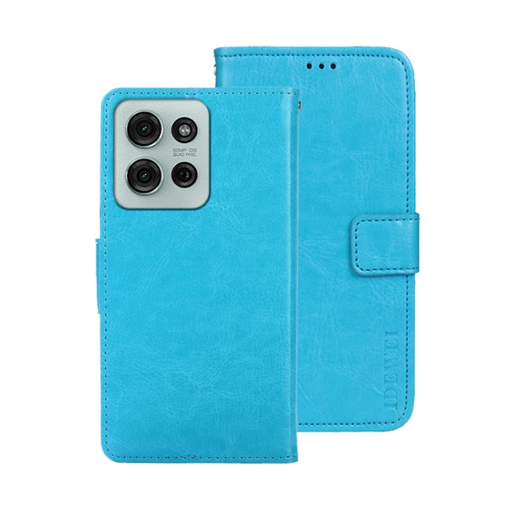 For Motorola Moto G75 5G idewei Crazy Horse Texture Leather Phone Case(Sky Blue) - Motorola Cases by idewei | Online Shopping UK | buy2fix