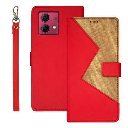 For Motorola Moto G84 5G idewei Two-color Splicing Leather Phone Case(Red) - Motorola Cases by idewei | Online Shopping UK | buy2fix