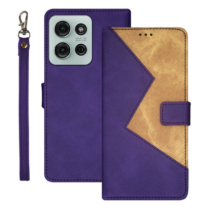 For Motorola Moto G75 5G idewei Two-color Splicing Leather Phone Case(Purple) - Motorola Cases by idewei | Online Shopping UK | buy2fix