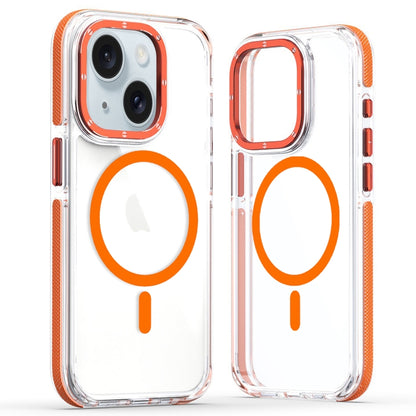 For iPhone 13 Dual-Color Clear Acrylic Hybrid TPU MagSafe Phone Case(Orange) - iPhone 13 Cases by buy2fix | Online Shopping UK | buy2fix