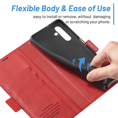 For Samsung Galaxy S24 LC.IMEEKE Skin-friendly Card Slots Leather Phone Case(Red) - Galaxy S24 5G Cases by LC.IMEEKE | Online Shopping UK | buy2fix