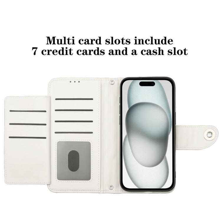 For iPhone 16 Pro Rhombic Texture Flip Leather Phone Case with Lanyard(White) - iPhone 16 Pro Cases by buy2fix | Online Shopping UK | buy2fix