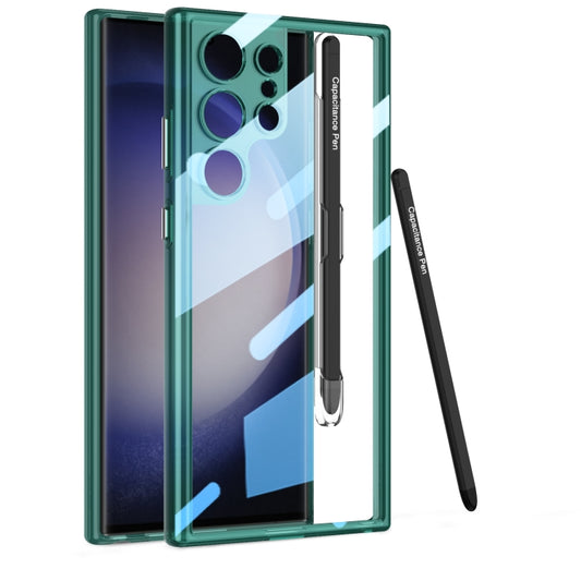 For Samsung Galaxy S24 Ultra 5G GKK Space Frame Transparent PC + TPU Phone Case with Pen(Transparent Green) - Galaxy S24 Ultra 5G Cases by GKK | Online Shopping UK | buy2fix