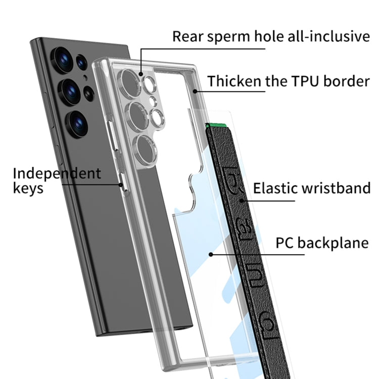 For Samsung Galaxy S24 Ultra 5G GKK Space Frame Transparent PC + TPU Phone Case with Wrist Strap(Green) - Galaxy S24 Ultra 5G Cases by GKK | Online Shopping UK | buy2fix