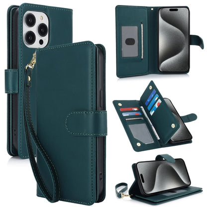 For iPhone 16 Pro Max Multi-Card Wallet RFID Leather Phone Case(Green) - iPhone 16 Pro Max Cases by buy2fix | Online Shopping UK | buy2fix