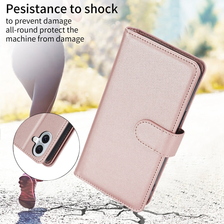 For iPhone 16 Multi-Card Wallet RFID Leather Phone Case(Rose Gold) - iPhone 16 Cases by buy2fix | Online Shopping UK | buy2fix