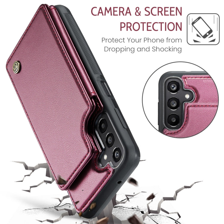 For Samsung Galaxy A15 CaseMe C22 Litchi Texture RFID Anti-theft Leather Phone Case(Wine Red) - Galaxy Phone Cases by CaseMe | Online Shopping UK | buy2fix