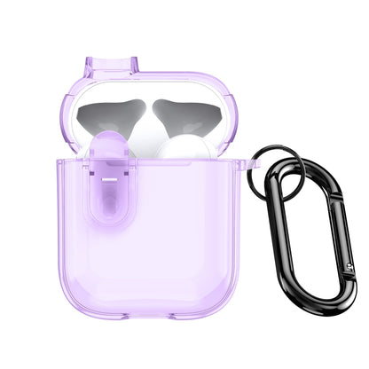 For AirPods 1/2 DUX DUCIS PECL Series Split Transparent Earphone Case with Hook(Purple) - For AirPods 1/2 by DUX DUCIS | Online Shopping UK | buy2fix