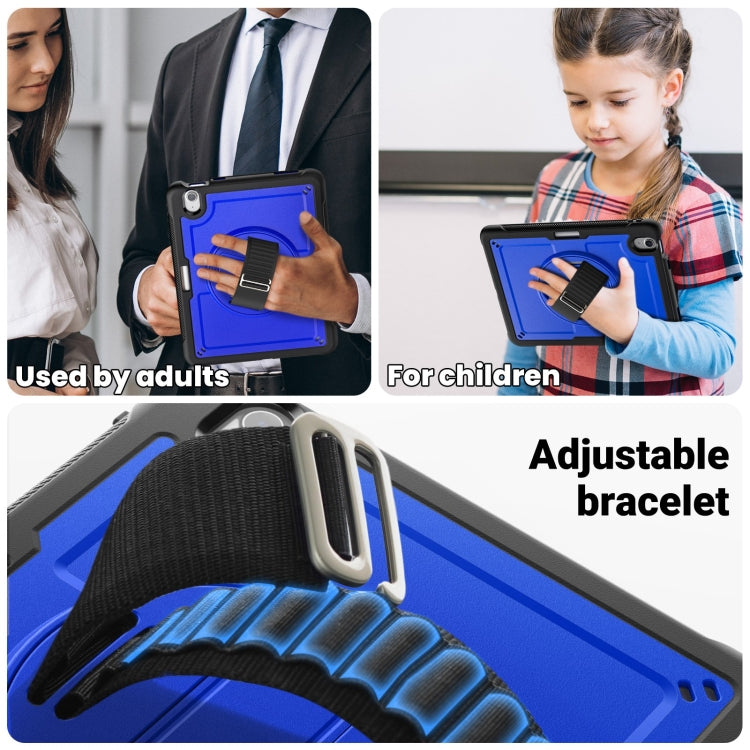 For iPad Air 11 2024 Honeycomb Hand Grip Turntable Stand Tablet Case(Dark Blue) - iPad Air 11 2024 Cases by buy2fix | Online Shopping UK | buy2fix