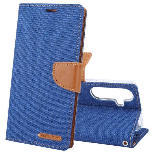 For Samsung Galaxy S24+ 5G GOOSPERY CANVAS DIARY Fabric Texture Flip Leather Phone Case(Blue) - Galaxy S24+ 5G Cases by GOOSPERY | Online Shopping UK | buy2fix