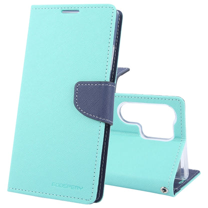 For Samsung Galaxy S24 Ultra 5G GOOSPERY FANCY DIARY Cross Texture Leather Phone Case(Mint Green) - Galaxy S24 Ultra 5G Cases by GOOSPERY | Online Shopping UK | buy2fix