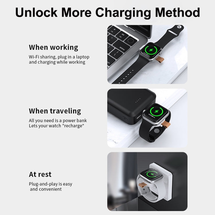 For Apple Watch Series X52 Portable Wireless Charger(Black) - Charger / Holder by buy2fix | Online Shopping UK | buy2fix