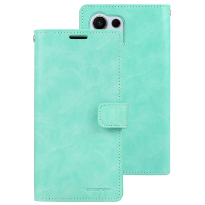 For Samsung Galaxy S24 Ultra 5G GOOSPERY MANSOOR DIARY 9 Card Slots Leather Phone Case(Mint Green) - Galaxy S24 Ultra 5G Cases by GOOSPERY | Online Shopping UK | buy2fix