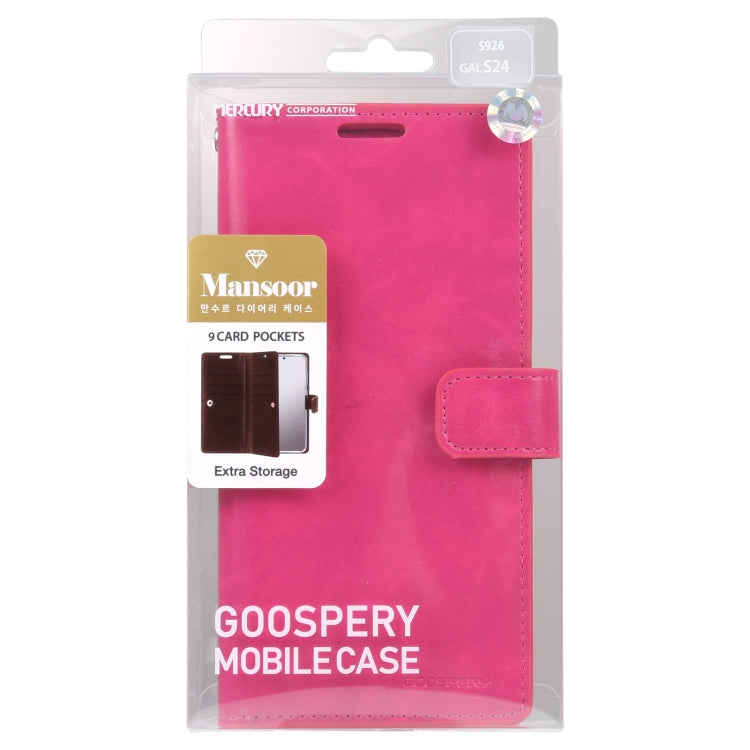 For Samsung Galaxy S24 5G GOOSPERY MANSOOR DIARY 9 Card Slots Leather Phone Case(Rose Red) - Galaxy S24 5G Cases by GOOSPERY | Online Shopping UK | buy2fix