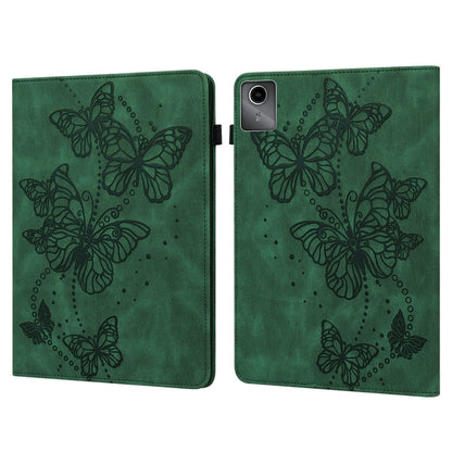 For Lenovo Tab M11 / Xiaoxin Pad 11 2024 Embossed Butterfly Pattern Leather Tablet Case(Green) - Lenovo by buy2fix | Online Shopping UK | buy2fix