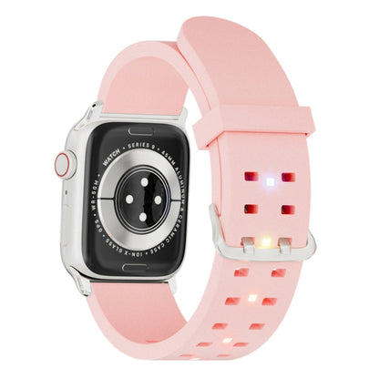 For Apple Watch Series 9 41mm Luminous Colorful Light Silicone Watch Band(Pink) - Watch Bands by buy2fix | Online Shopping UK | buy2fix