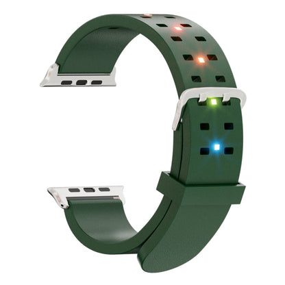 For Apple Watch Series 8 45mm Luminous Colorful Light Silicone Watch Band(Green) - Watch Bands by buy2fix | Online Shopping UK | buy2fix