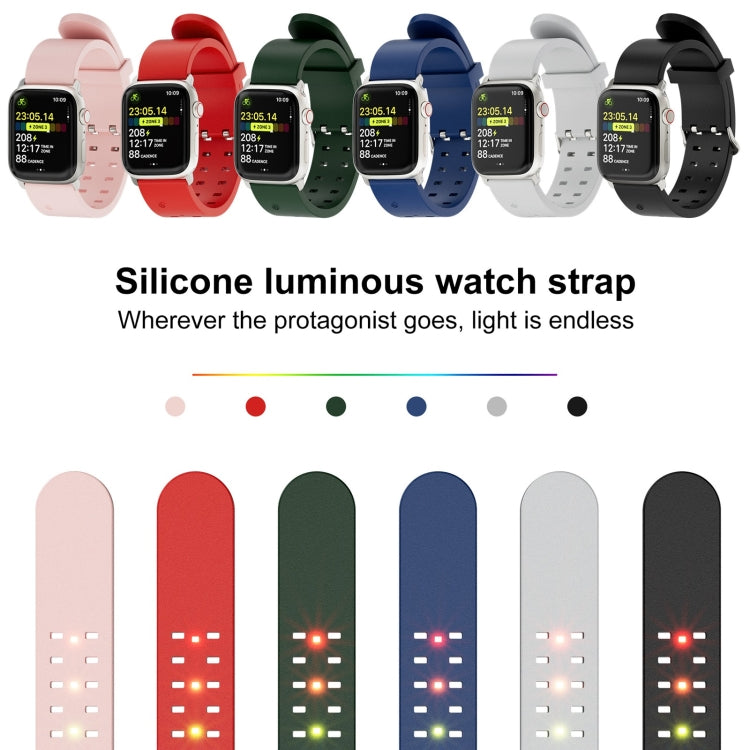 For Apple Watch Series 8 45mm Luminous Colorful Light Silicone Watch Band(Green) - Watch Bands by buy2fix | Online Shopping UK | buy2fix