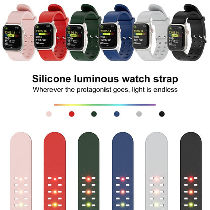 For Apple Watch Series 3 42mm Luminous Colorful Light Silicone Watch Band(Blue) - Watch Bands by buy2fix | Online Shopping UK | buy2fix