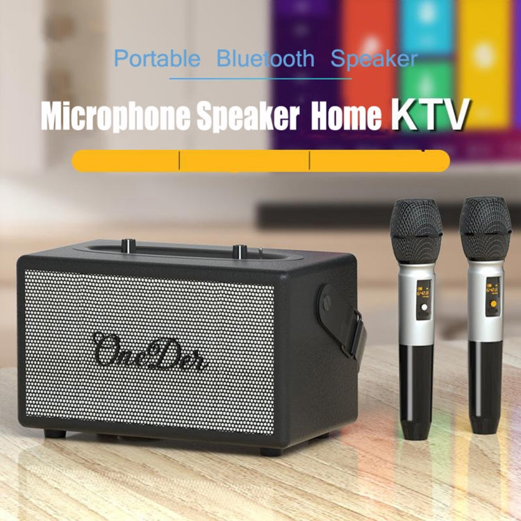 Oneder D7 Bluetooth Speaker Outdoor Karaoke Wireless Speakers With Two Mic(Brown) - Desktop Speaker by OneDer | Online Shopping UK | buy2fix