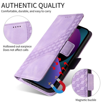 For iPhone 16 Pro Embossed Rhombus Starry Leather Phone Case(Purple) - iPhone 16 Pro Cases by buy2fix | Online Shopping UK | buy2fix