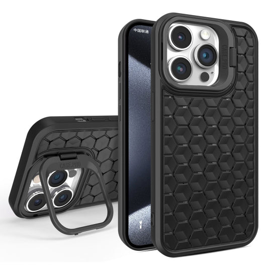 For iPhone 15 Pro Honeycomb Radiating Lens Holder Magsafe Phone Case(Black) - iPhone 15 Pro Cases by buy2fix | Online Shopping UK | buy2fix