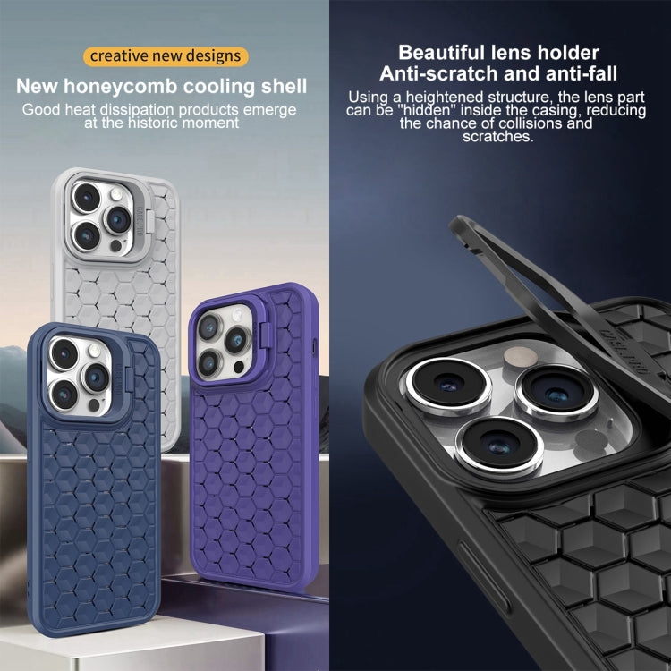 For iPhone 16 Pro Honeycomb Radiating Lens Holder Magsafe Phone Case(Purple) - iPhone 16 Pro Cases by buy2fix | Online Shopping UK | buy2fix