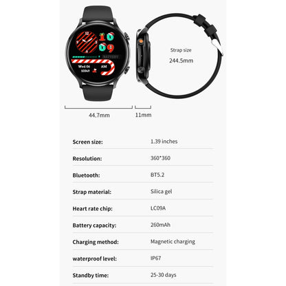 QS40 1.39 inch BT5.2 Smart Sport Watch, Support Bluetooth Call / Sleep / Blood Oxygen / Temperature / Heart Rate / Blood Pressure Health Monitor(Black) - Smart Watches by buy2fix | Online Shopping UK | buy2fix