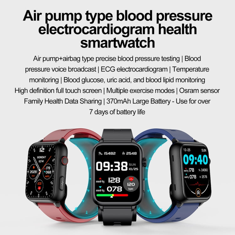 TK63 1.91 Inch Color Screen Air Pump Smart Watch, Supports Blood Pressure Monitoring / ECG(Red) - Smart Watches by buy2fix | Online Shopping UK | buy2fix