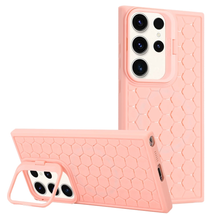 For Samsung Galaxy S23 Ultra 5G Honeycomb Radiating Lens Holder Magsafe Phone Case(Pink) - Galaxy S23 Ultra 5G Cases by buy2fix | Online Shopping UK | buy2fix