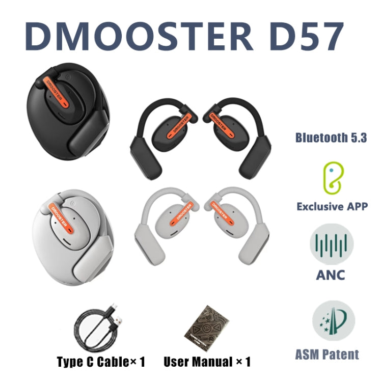 D MOOSTER D57 OWS Ear-Mounted ENC Bluetooth Earphones(Black) - Bluetooth Earphone by D MOOSTER | Online Shopping UK | buy2fix