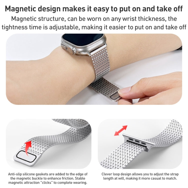 For Apple Watch Series 8 45mm Milanese Loop Magnetic Clasp Stainless Steel Watch Band(Silver) - Watch Bands by buy2fix | Online Shopping UK | buy2fix