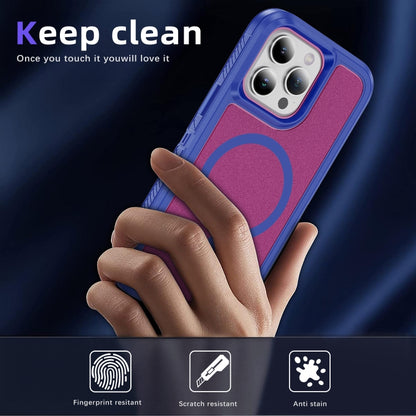 For iPhone 12 / 12 Pro Guard Magsafe Magnetic Ring Matte Phone Case(Blue+Rose Red) - iPhone 12 / 12 Pro Cases by buy2fix | Online Shopping UK | buy2fix