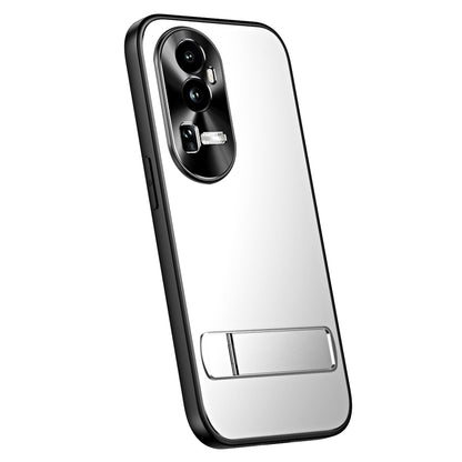 For OPPO Reno10 / Reno10 Pro Global R-JUST RJ-61 Electroplating Frosted TPU + PC Phone Case with Holder(Silver) - OPPO Cases by R-JUST | Online Shopping UK | buy2fix