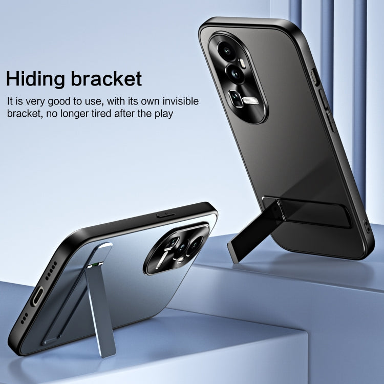 For OPPO Reno10 Pro+ Global R-JUST RJ-61 Electroplating Frosted TPU + PC Phone Case with Holder(Silver) - OPPO Cases by R-JUST | Online Shopping UK | buy2fix