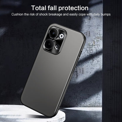 For OPPO Reno9 Pro+ R-JUST RJ-61 Electroplating Frosted TPU + PC Phone Case with Holder(Silver) - OPPO Cases by R-JUST | Online Shopping UK | buy2fix