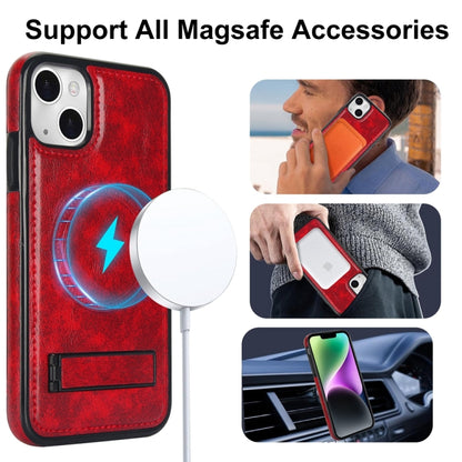 For iPhone 13 mini Retro Leather Invisible Stand MagSafe Phone Case(Red) - iPhone 13 mini Cases by buy2fix | Online Shopping UK | buy2fix