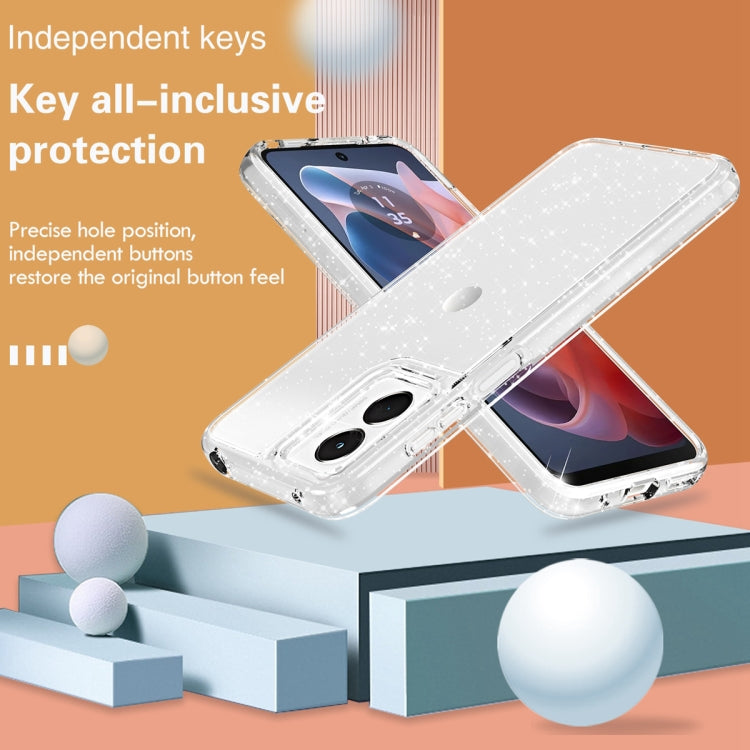 For Motorola Moto G Play 4G 2024 Terminator Style Shockproof Phone Case(Glitter White) - Motorola Cases by buy2fix | Online Shopping UK | buy2fix