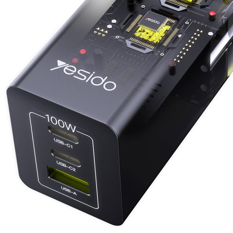 Yesido YC58 100W 2Type-C+USB Ports with 1 Socket Desktop GaN Charger(EU Plug) - Multifunction Charger by Yesido | Online Shopping UK | buy2fix