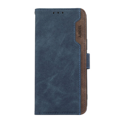 For Samsung Galaxy S24 5G ABEEL Color Block Magnetic RFID Leather Phone Case(Blue-Brown) - Galaxy S24 5G Cases by buy2fix | Online Shopping UK | buy2fix