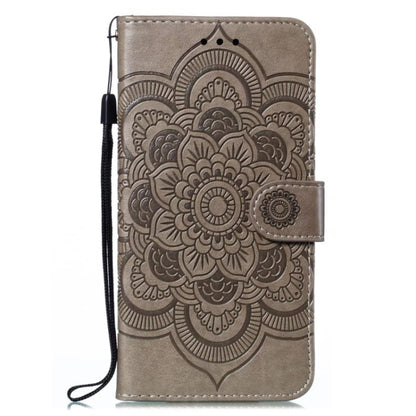 For OnePlus 12 Sun Mandala Embossing Pattern Phone Leather Case(Grey) - OnePlus Cases by buy2fix | Online Shopping UK | buy2fix