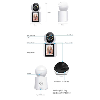 ESCAM QF104 One Click Video Call 3MP Indoor Humanoid Detection Audible Alarm Color Night Version Smart WiFi Camera, EU Plug - Wireless Camera by ESCAM | Online Shopping UK | buy2fix
